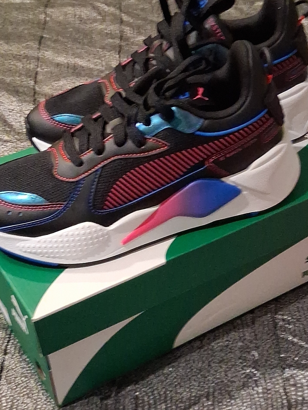 Puma Black Sneakers with Blue and Pink Accents